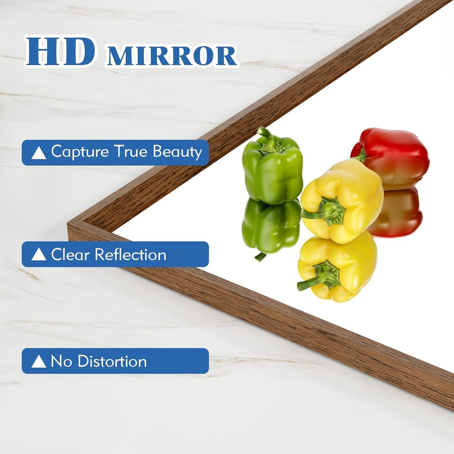 28x36 Inch Rectangle Walnut Bathroom Mirror, Anti-Rust 4MM Tempered Glass, Modern Vanity Mirror for Bathroom, Horizontal or Vertical Wall Mount
