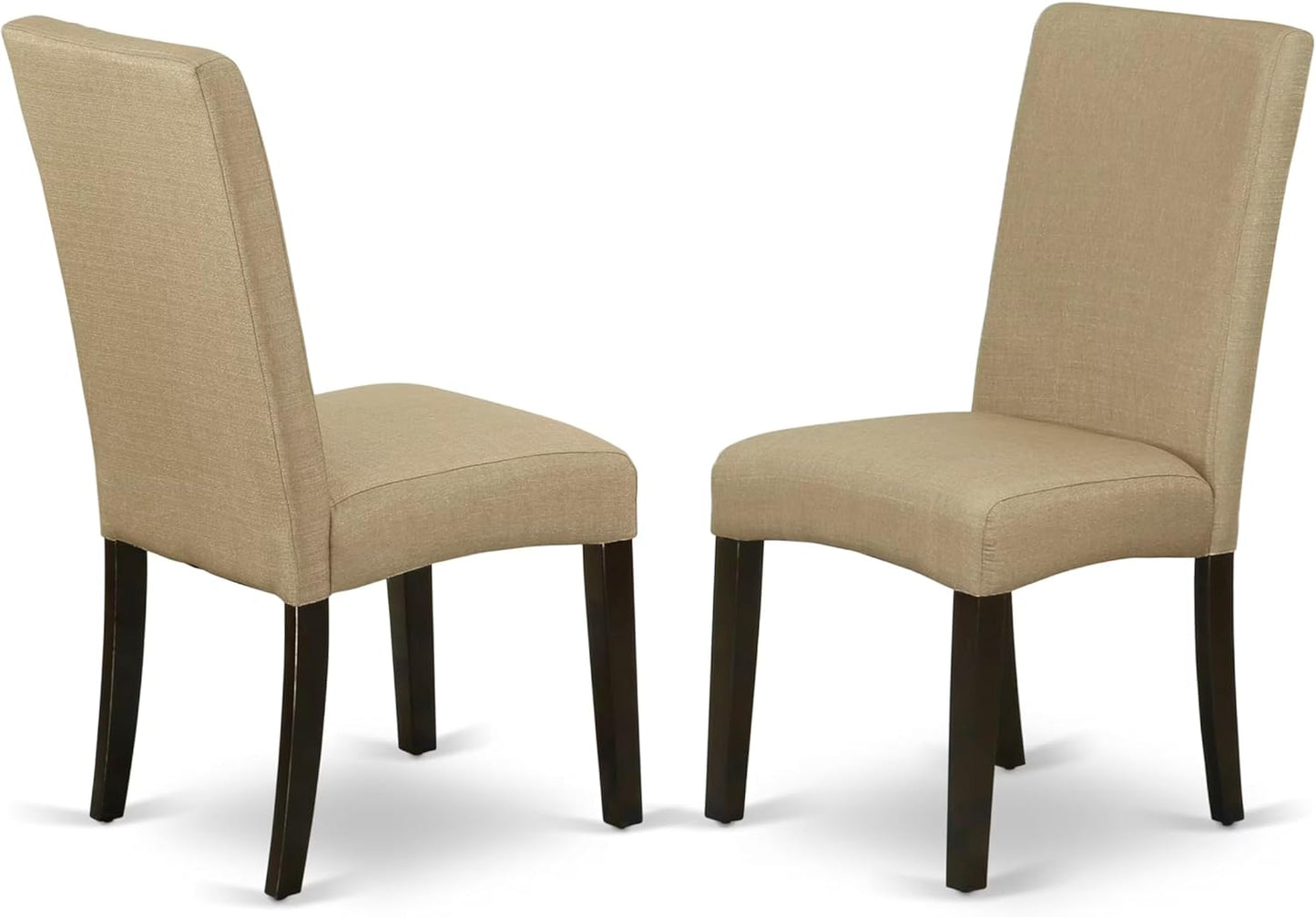 East West Furniture HEDR7-CAP-03 7 Piece Kitchen Table & Chairs Set Consist of a Rectangle Dining Table with Pedestal and 6 Brown Linen Fabric Parson Chairs, 42x72 Inch, Cappuccino