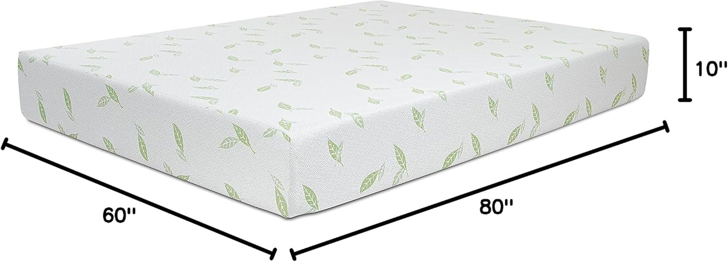 NapQueen Queen Size, 10 Inch Anula Green Tea Infused Memory Foam Mattress, Bed in a Box, CertiPUR-US Certified Mattress