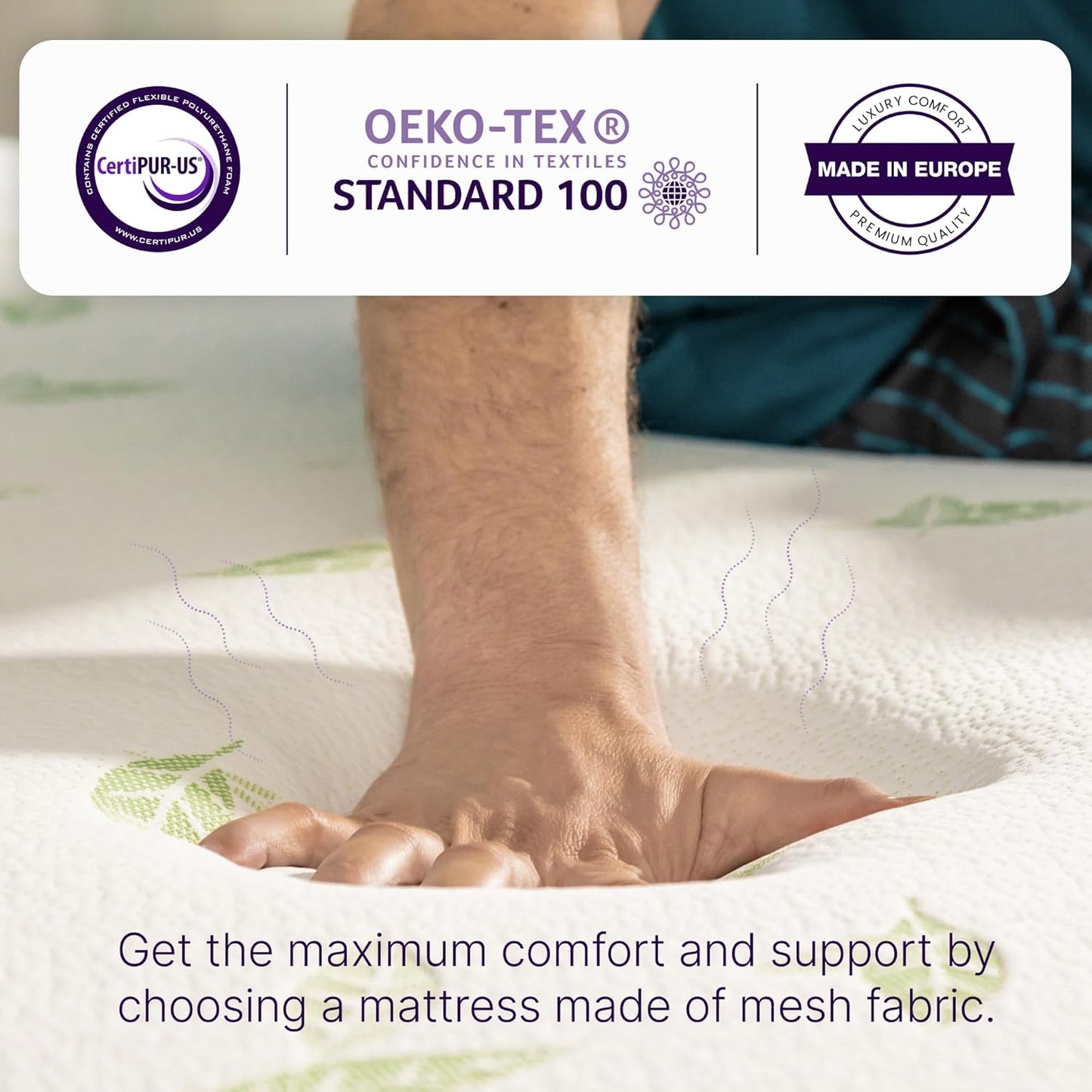NapQueen Twin XL Size, 10 Inch Anula Green Tea Infused Memory Foam Mattress, Bed in a Box, CertiPUR-US Certified Mattress