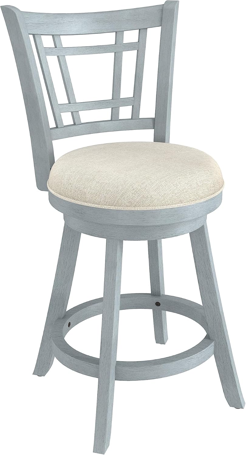 Hillsdale Fairfox 24.5" Wood Swivel Counter Height Stool, Blue Wire Brush