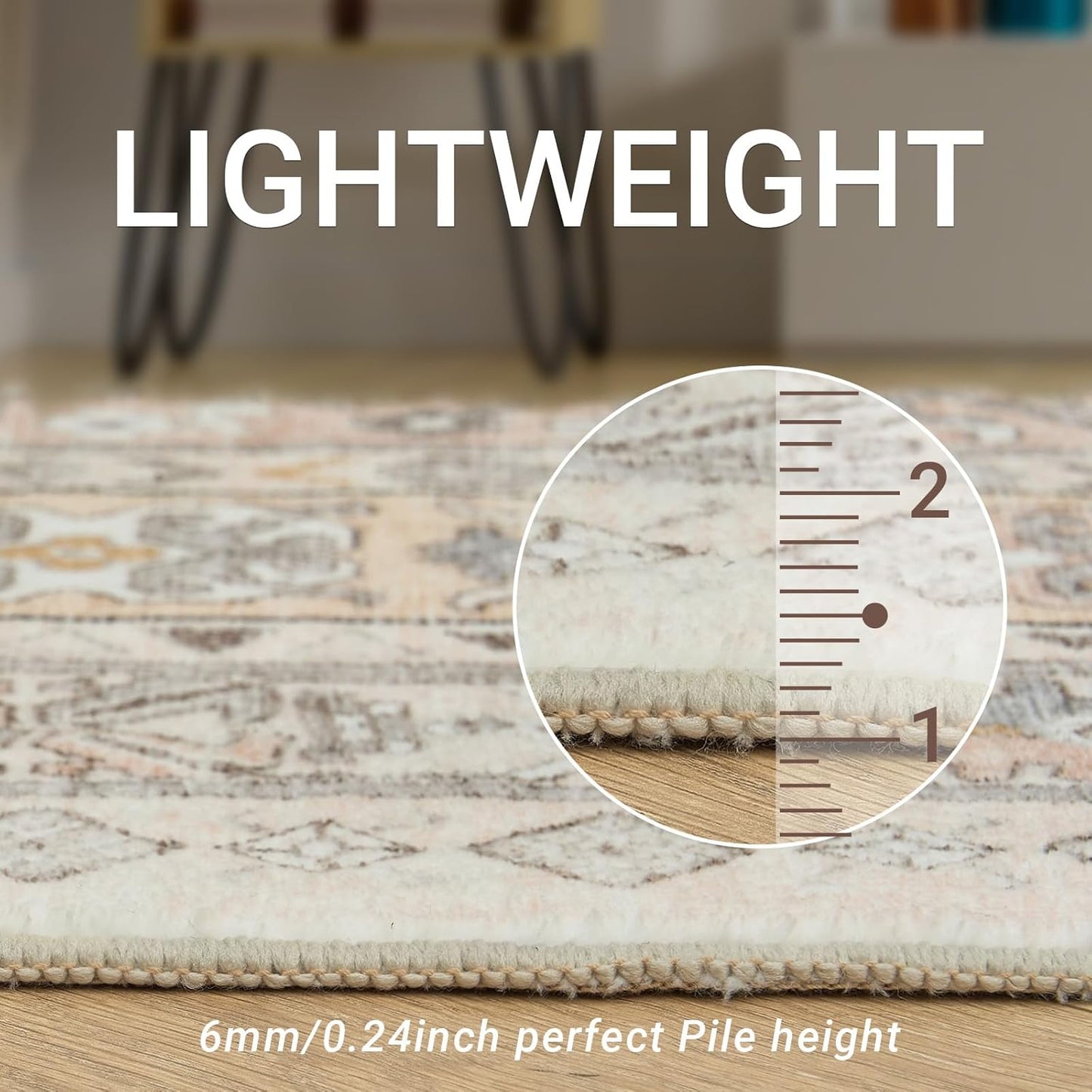 zesthome 8x10 Area Rugs for Living Room,Non-Slip Backing Washable Rugs,Vintage Large Area Rug，Stain Resistant Home Decor Rug