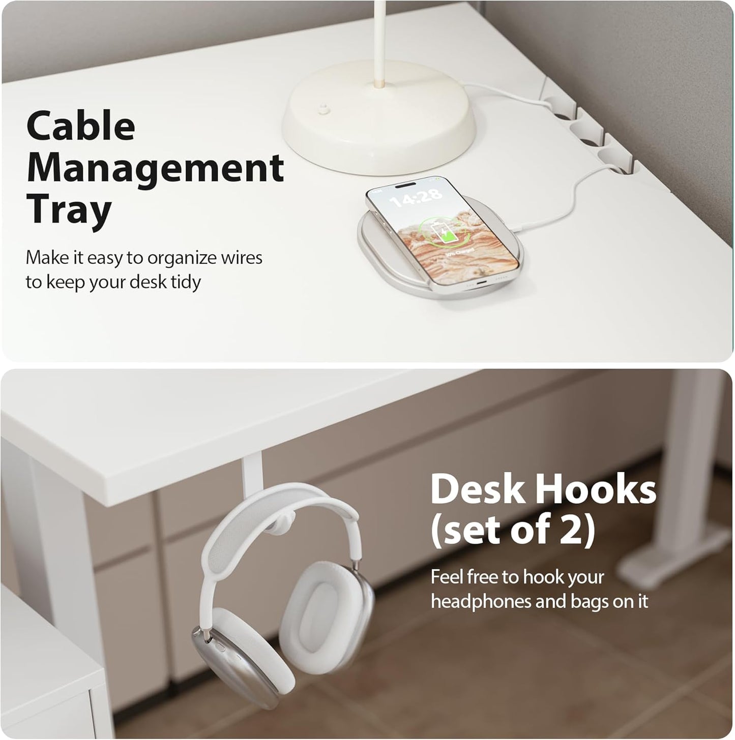 Agilestic 59 Inch L Shaped Standing Desk Adjustable Height, Electric Corner Standing Desk, Sit Stand Computer Table with Splice Board, White