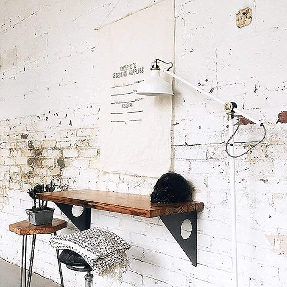 Industrial Rustic Wall-Mounted Drop-Leaf Table, Dining Table Desk, Pine Wood Wall-Mounted Bar Tables (47"X14")