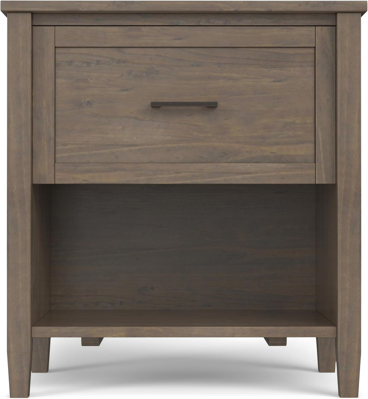 SIMPLIHOME Ela SOLID WOOD 24 Inch Wide Transitional Bedside Table in Smoky Brown, For the Living Room and Bedroom