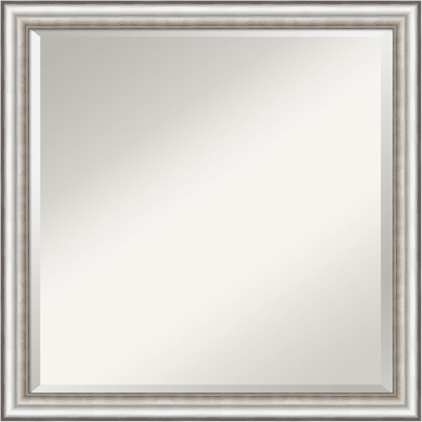 Amanti Art Silver Bathroom Mirror for Over Sink, 23x23 Salon Silver Narrow Square Vanity Mirror, Medium Traditional Frame, Hangs Horizonally and Vertically, Bathroom Wall Decor, Beveled Edge