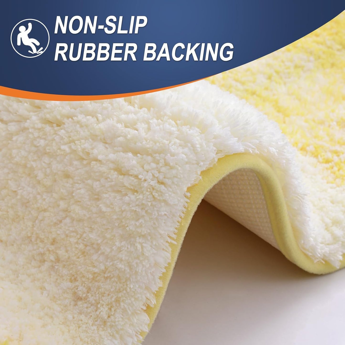 OLANLY Bathroom Rug Mat 24x16, Extra Soft and Absorbent Microfiber Bath Rugs, Non-Slip Plush Shaggy Bath Carpet, Machine Wash Dry, Bath Mats for Bathroom Floor, Tub and Shower, Yellow