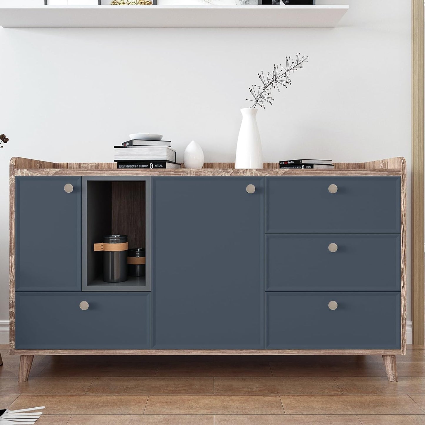 6 Pack Satin Nickel Cabinet Knobs, Solid Brass Drawer Pulls, Modern Kitchen Cabinet Handles for Cupboard, Wardrobe, Bathroom & Closet, Durable Cabinet Hardware