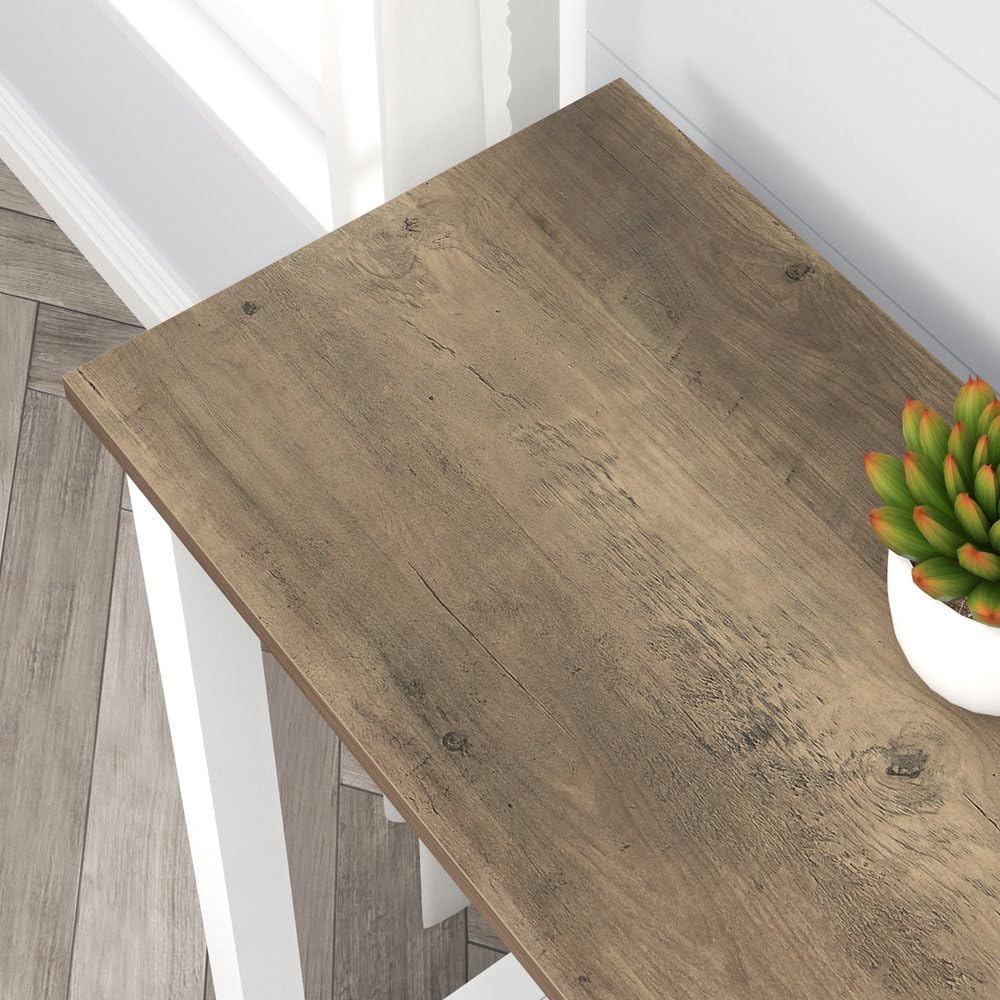 FOLUBAN Farmhouse Sofa Table, Rustic Vintage Console Table for Entryway, Living Room, Hallway, White
