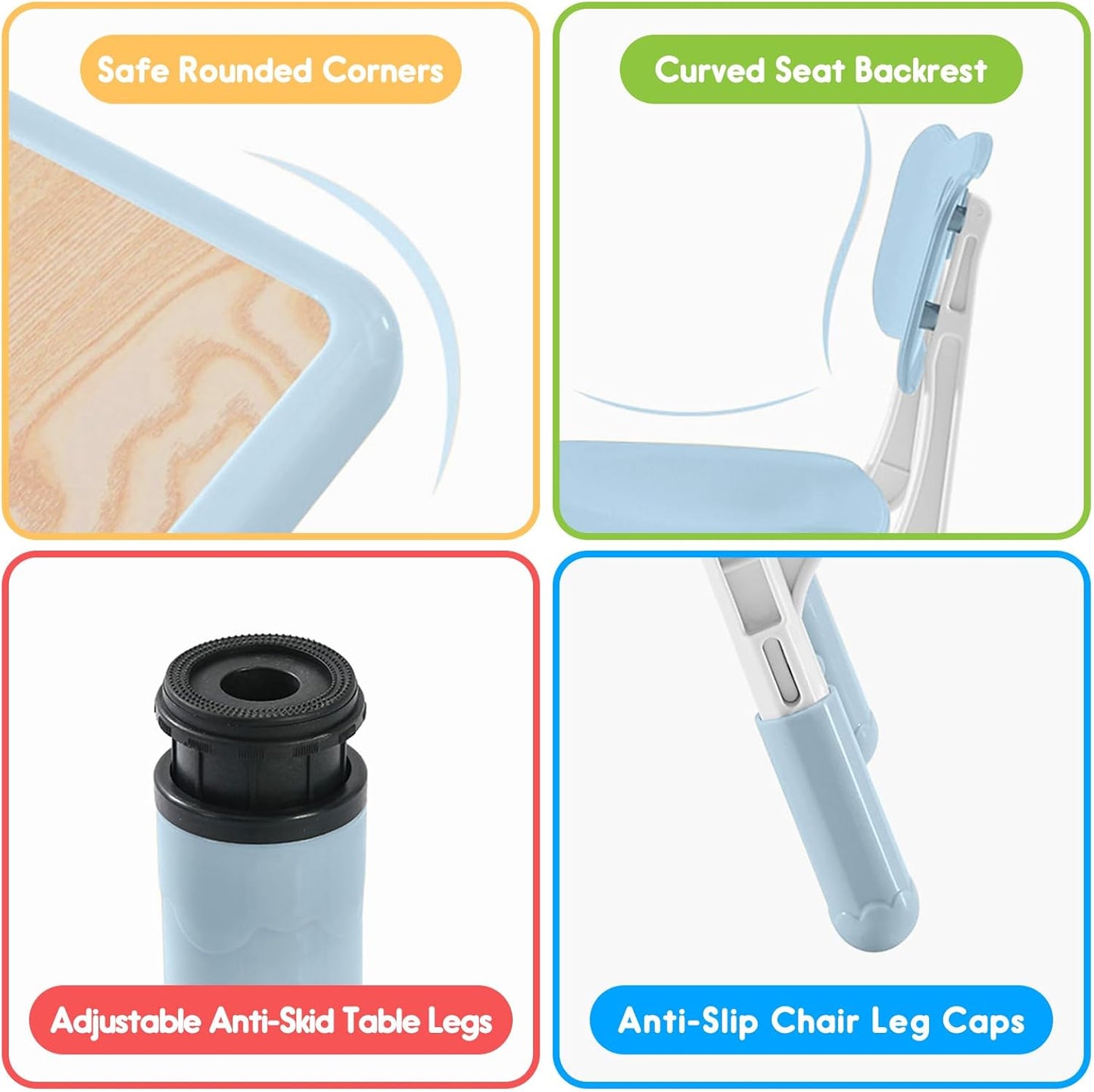 Kids Table and Chairs Set, Height Adjustable Desk With 6 Seats for Ages 3-12,Arts & Crafts Table,Graffiti Desktop, Non-Slip Legs, Max 300lbs, Children Multi-Activity Table for Classrooms,Daycares,Home