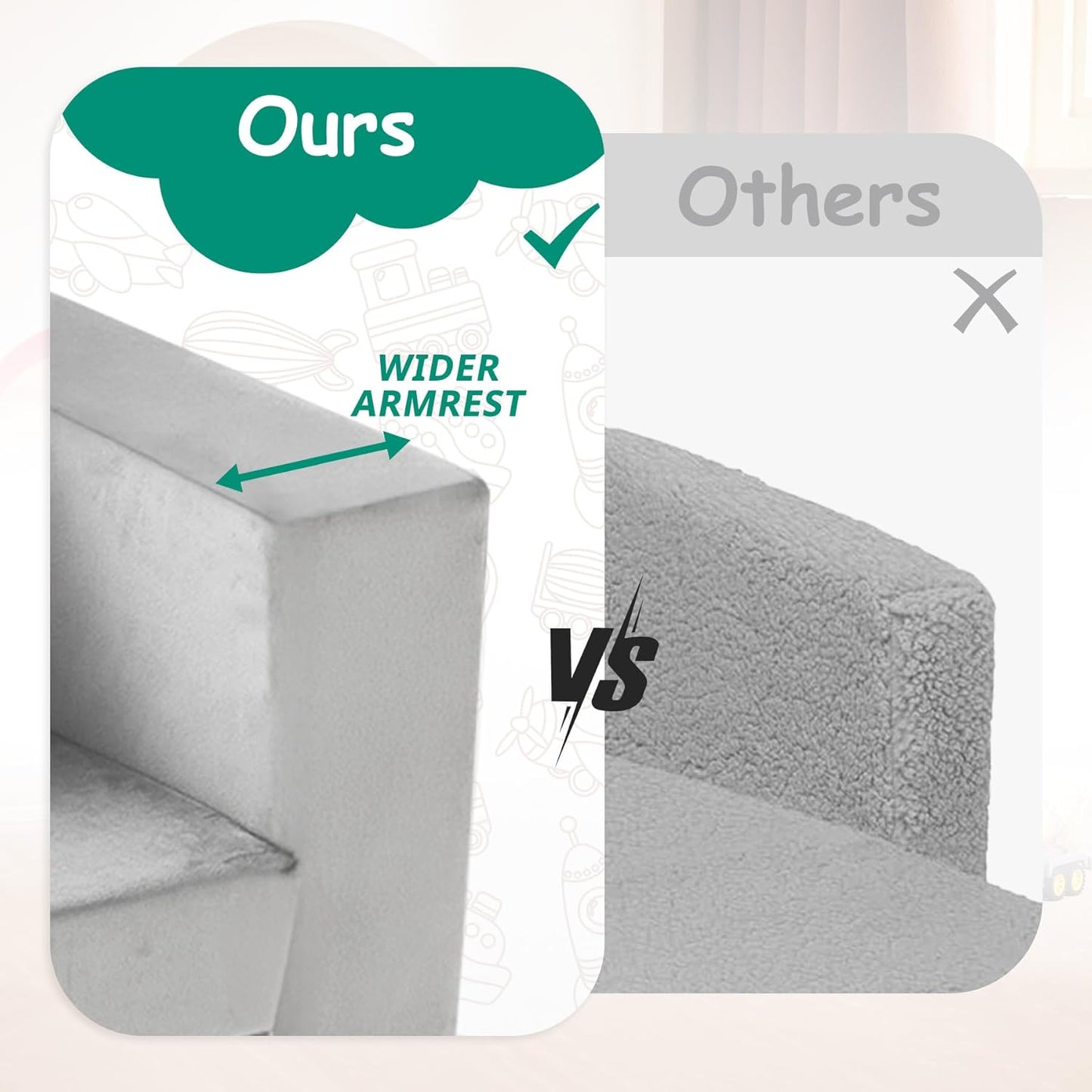 Kids Couch, 2-in-1 Toddler Chair Comfy 1-3 Years Old, Convertible Kids Chair, Toddler Couch That Fold Out, Kid Lounge Chairs for Boys and Girls, Soft Coral Fleece, Grey