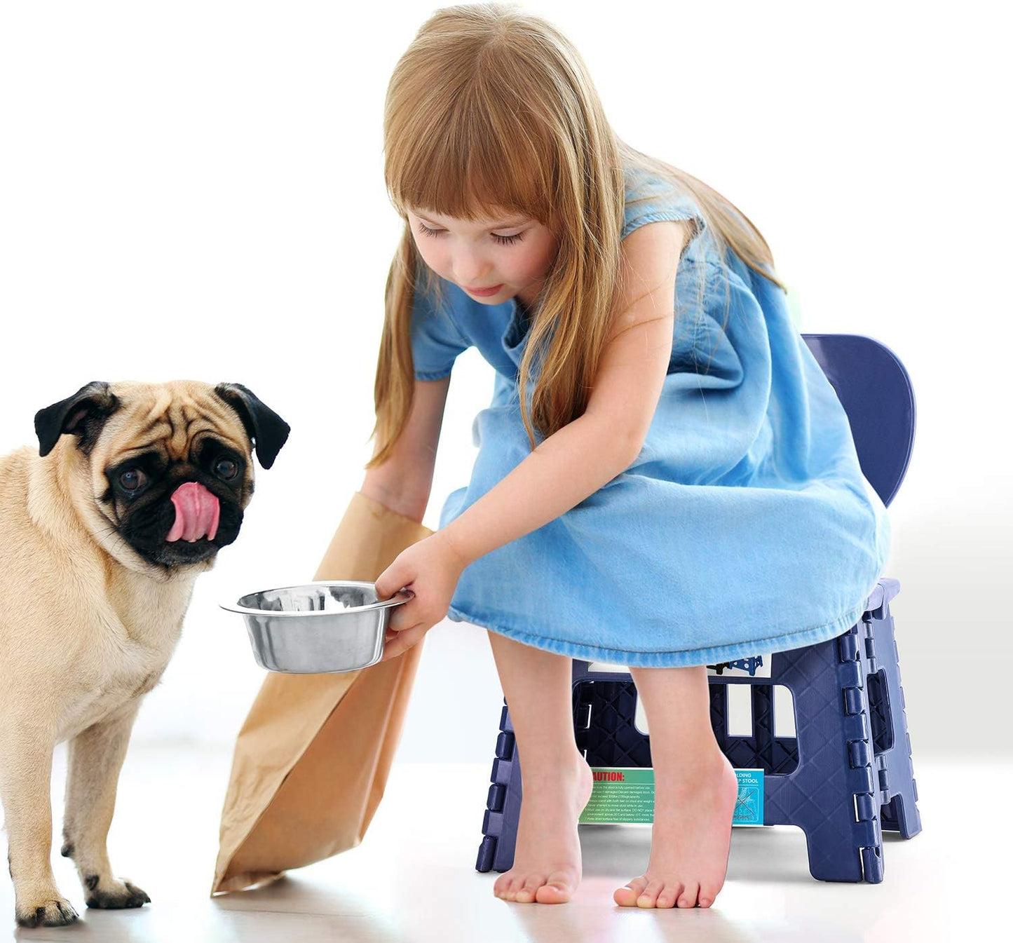 ACSTEP Folding Step Stool with Back Support for Kids,9" Kids Step Stool for Outdoor or Indoor Kitchen Step Stools and Bathroom Stool for Toddlers Boys Girls - Royal Blue