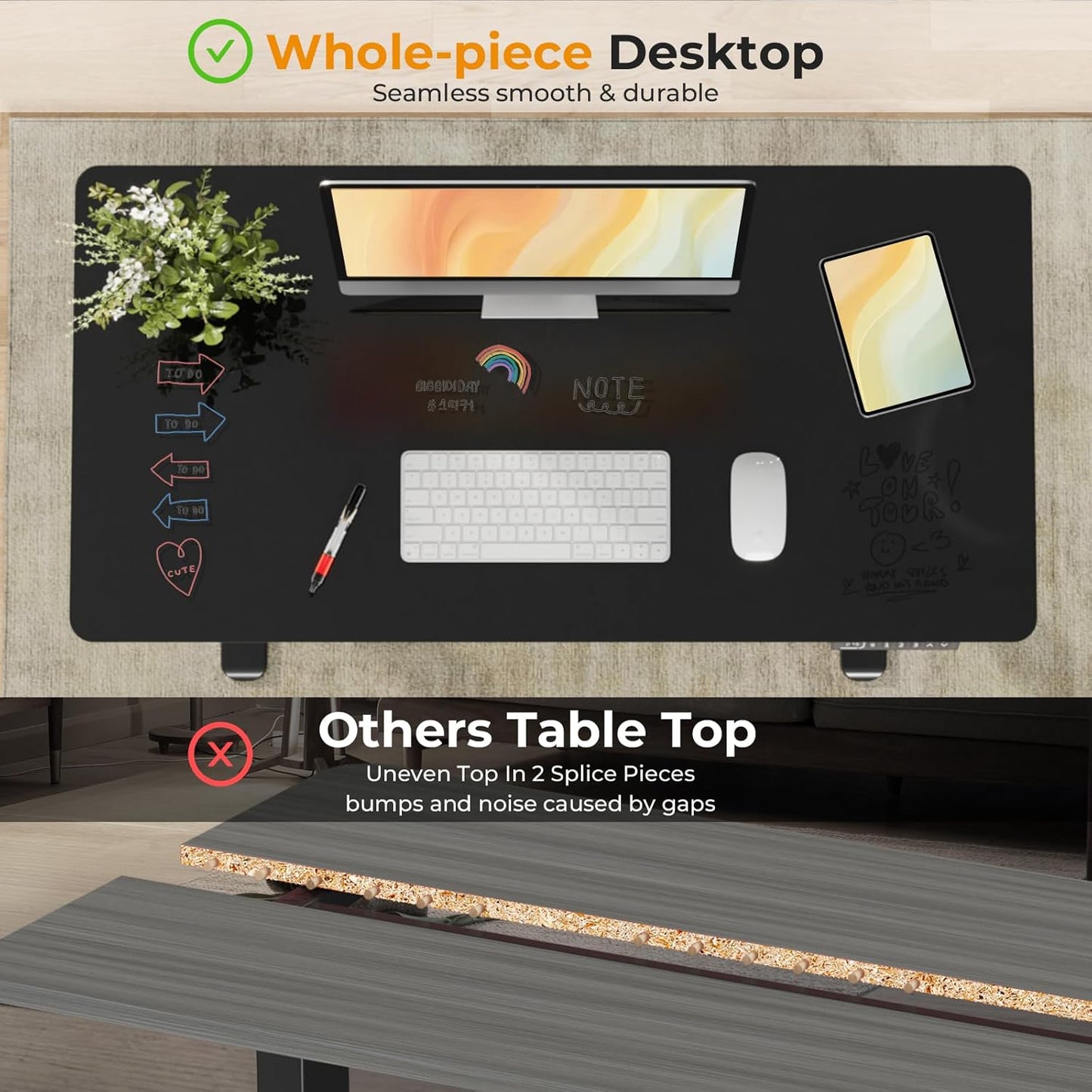 JOY worker Small Electric Standing Desk, 40" x 20" Whole Glass Piece Height Adjustable Desk with Memory Controller, Sit to Stand Desk Workstation for Home Office, Black