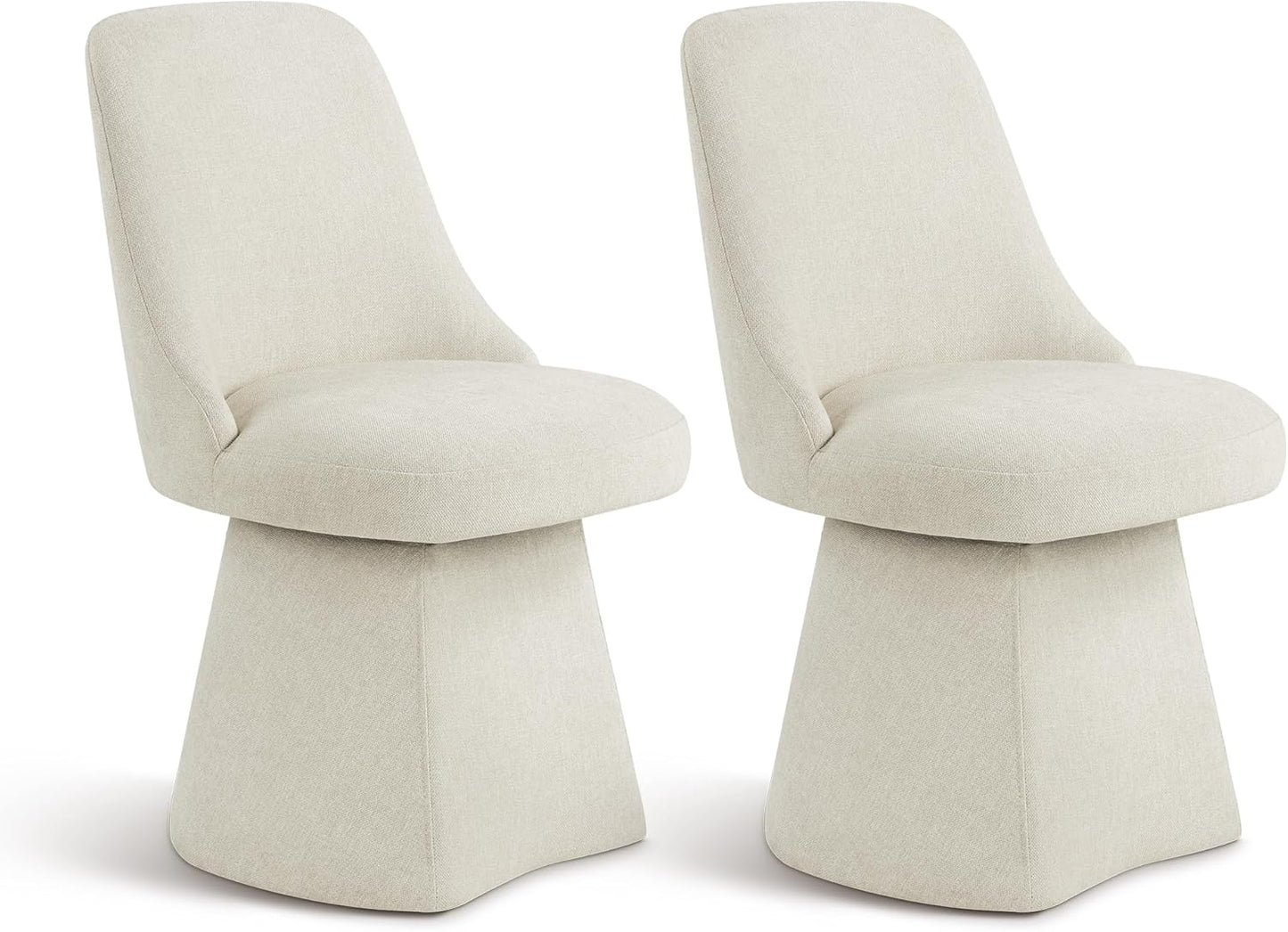 Swivel Dining Chair Mid Century Modern DeskChair High Back Upholstered Linen Fabric SideChair for Kitchen Diningroom Bedroom,Linen,2 Box