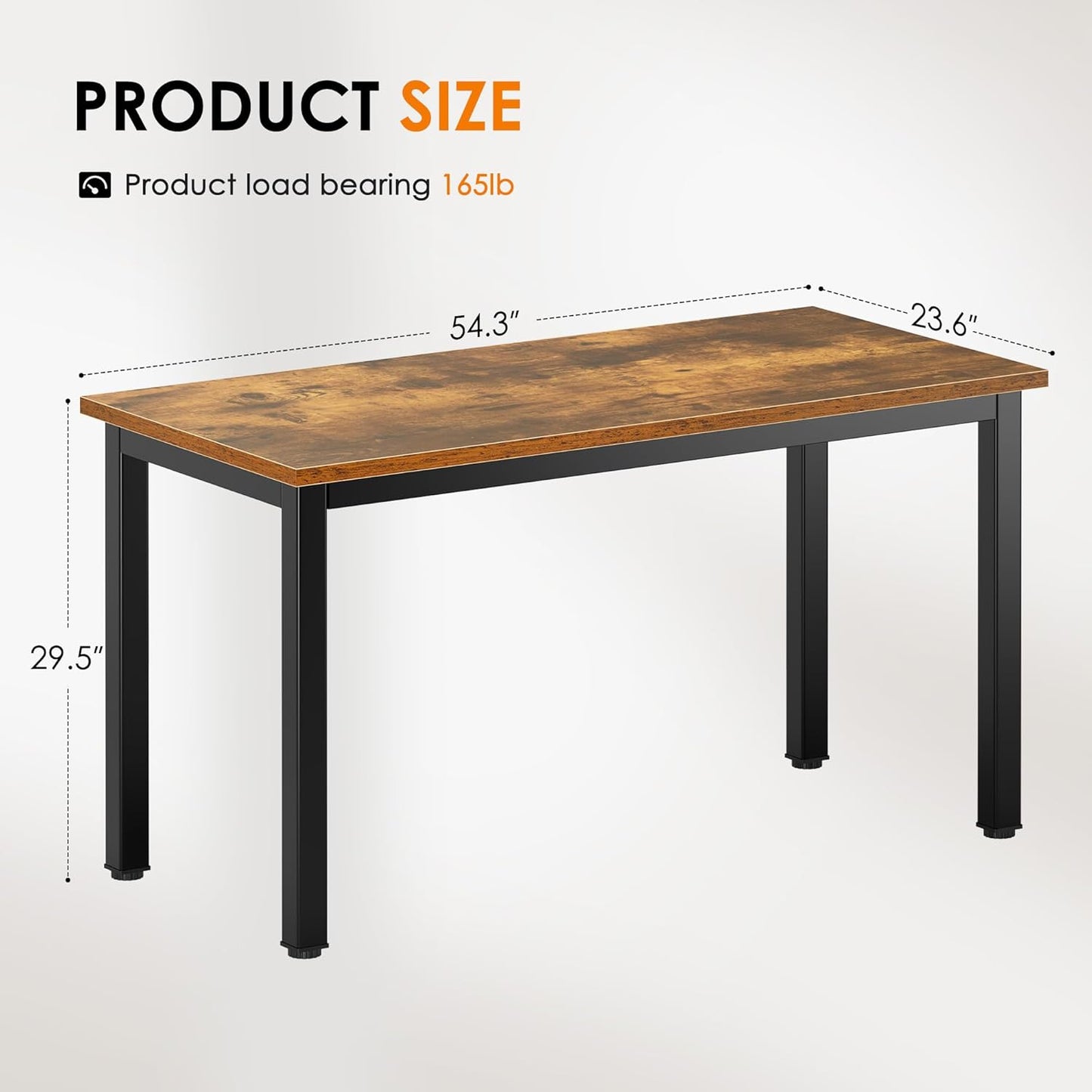 DlandHome Large Computer Desk, Composite Wood Board, Decent and Steady Home Office Desk/Workstation/Table 54.3inch Retro Black