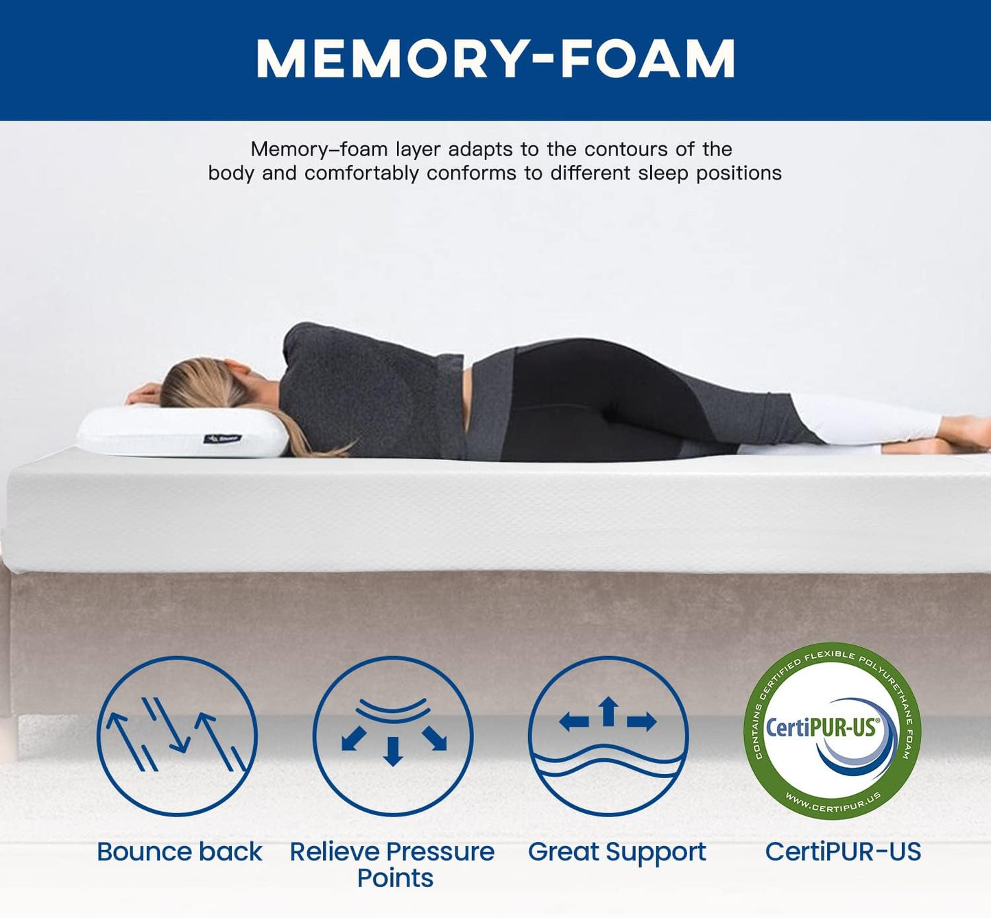 FDW | 10 Inch Queen Mattress | Medium Firm | Gel Memory Foam Mattress | White | Bed in a Box, CertiPUR-US Certified | Pressure Relief, Cooling Ventilated Foam | Washable Removable Cover