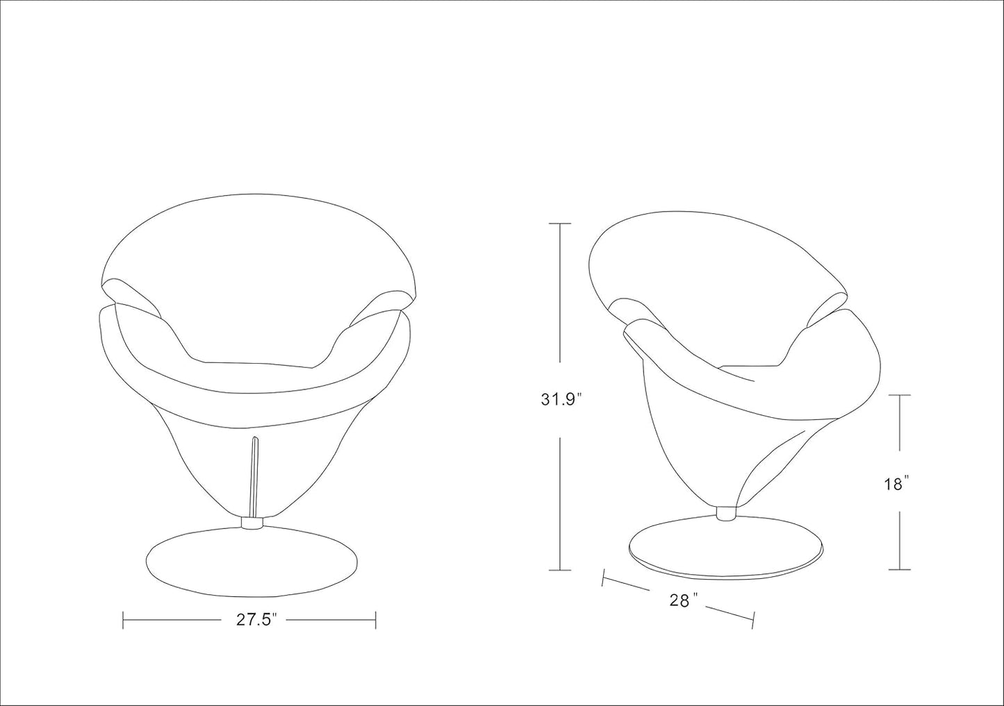 Manhattan Comfort Tulip Swivel Accent Chair with 360° Turn, Modern Flower Inspired Design, Soft Velvet Upholstery, Polished Chrome Base, No Assembly Required, 300 Lbs Capacity, Green