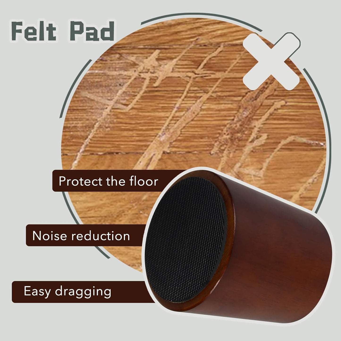 Furniture Raisers Bed Risers - 4 Inch Wooden Circle Heavy Duty Furniture Height Extenders Lifts for Sofa Couch Desk Chair Table Base Raising Space, Convenient Store and Cleaning, Pack of 4