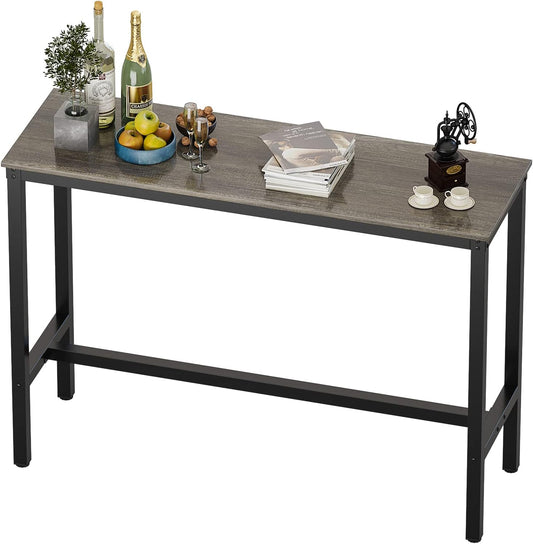 Teraves Bar Table, Bar Height Pub Table, Counter Height Table with Sturdy Metal Frame, Rectangular High Top Table for Kitchen & Dining, Living Room (47.24", Black Oak)