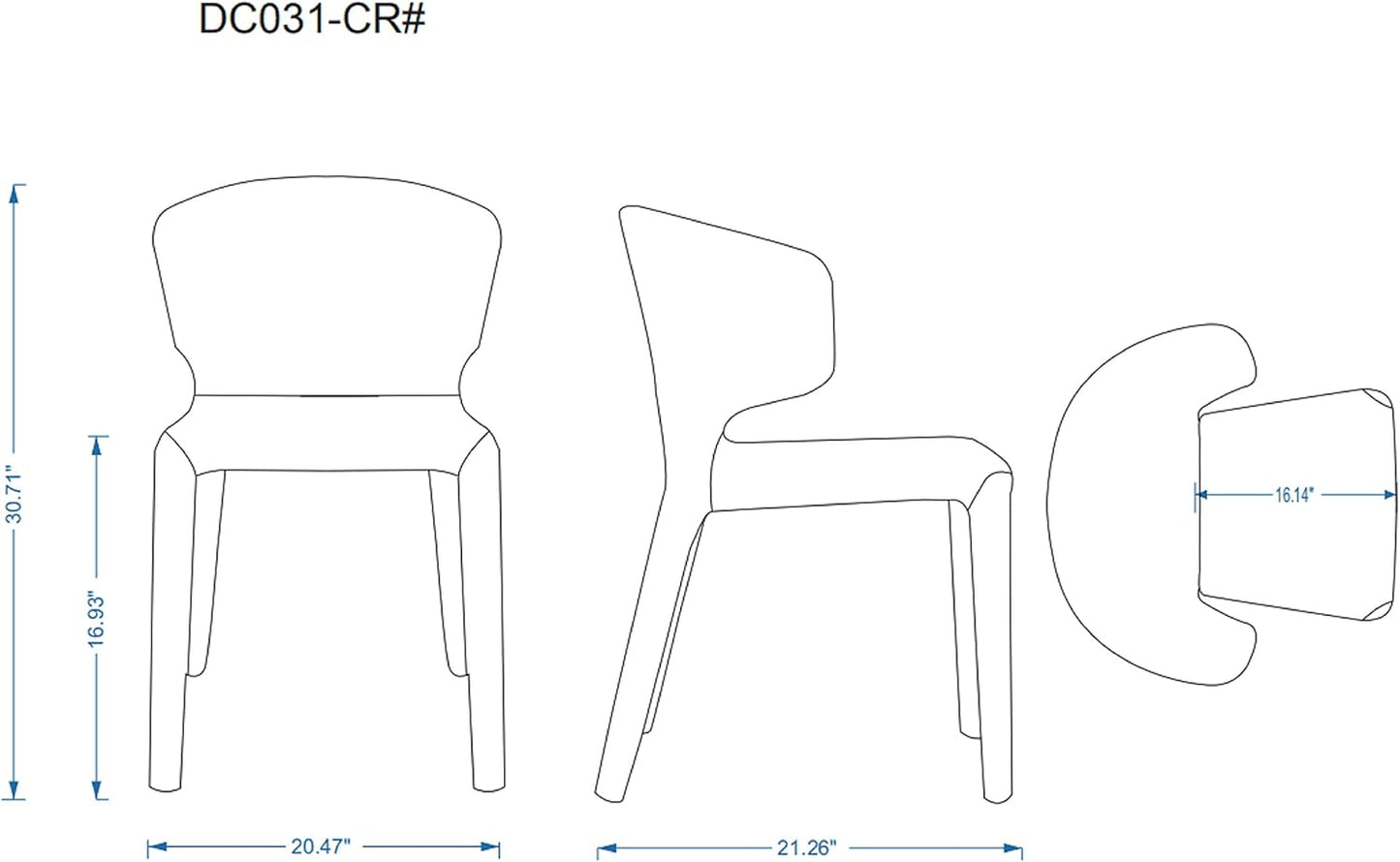 Manhattan Comfort Conrad Mid Century Modern Dining Chairs Woven Tweed Upholstered Kitchen Furniture with Contoured Back, Foam Padding & Metal Legs, Set of 2, Saddle