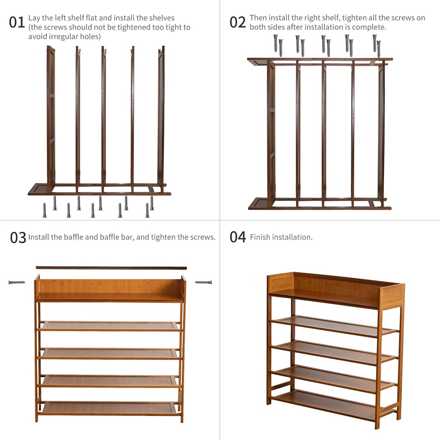 Bamboo Shoe Rack Organizer, 5 Tier Shoe shelf Storage Organizer, For Entryway, Hallway, and Closet (Brown-39.4")