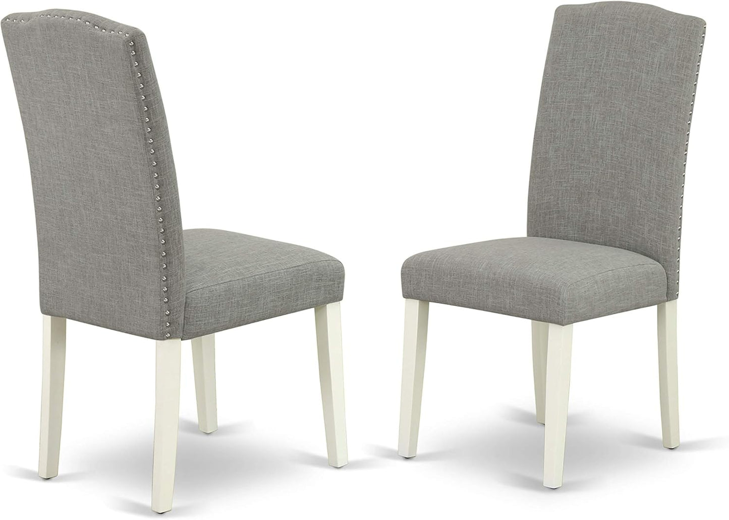 East West Furniture OXEN5-LWH-06 5 Piece Modern Dining Table Set Includes a Square Wooden Table and 4 Dark Shitake Linen Fabric Upholstered Parson Chairs, 36x36 Inch, Linen White