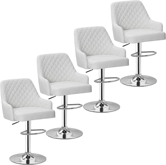 VECELO Adjustable Bar Stools Set of 4 with Back, Bar Height for Kitchen Counter