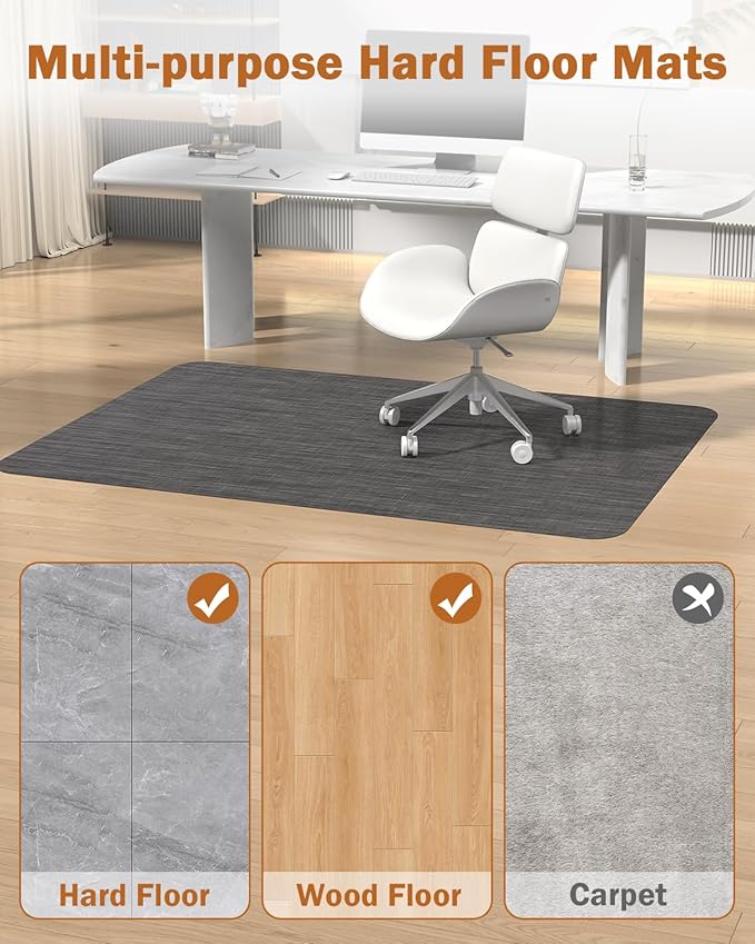 Blvornl Office Chair Mat for Hardwood Floor, 50"*63" Desk Computer Chair Mat for Hard Wood, Large Anti-Slip Hard Floor Protector for Rolling Chair, PVC Desk Rug for Office Black