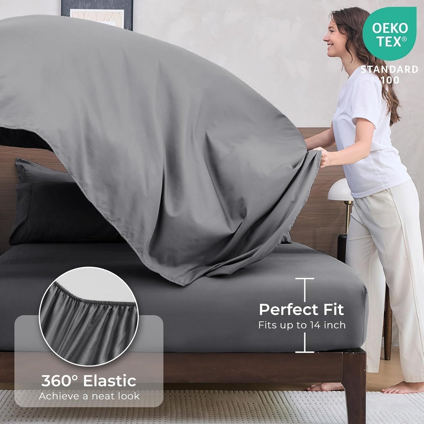 HEVUMYI Twin Comforter Set - 5-Piece All Season Bed in a Bag Twin, Ultra Soft Bedding Set with Comforter, Flat Sheet, Fitted Sheet, Pillowcases, Pillow Shams, Dark Grey