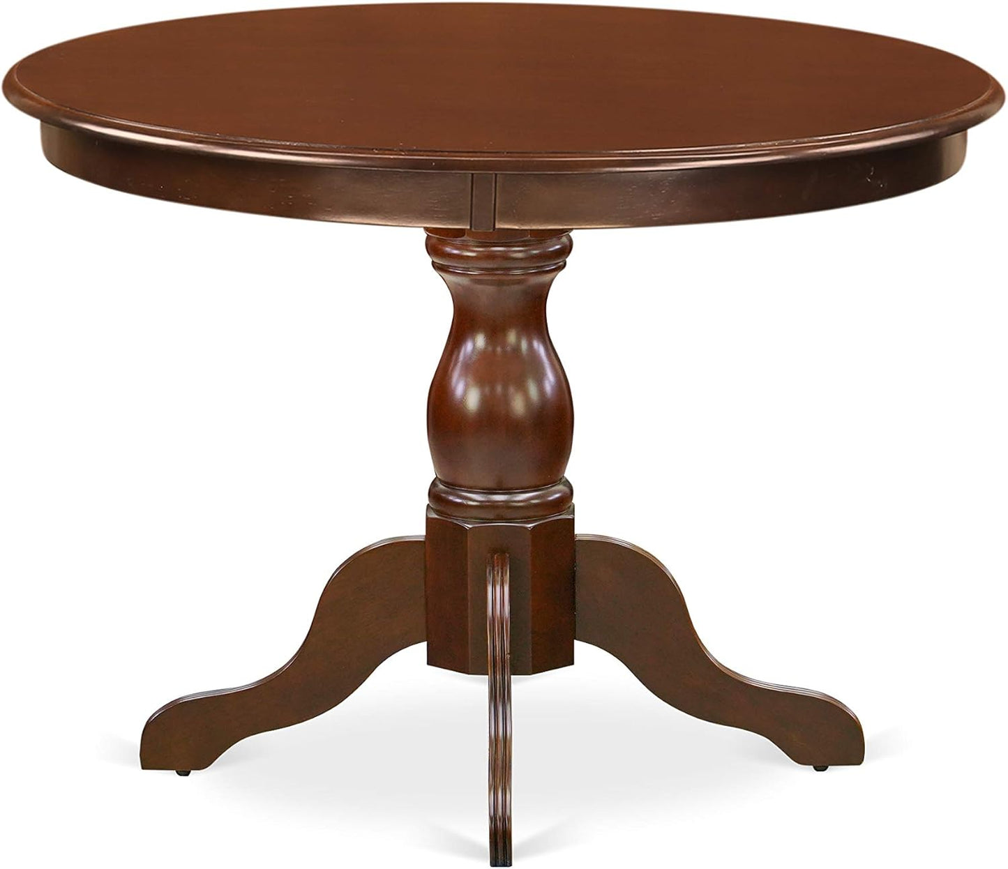 East West Furniture HBDA5-MAH-W 5 Piece Dining Set Includes a Round Dining Table with Pedestal and 4 Kitchen Chairs, 42x42 Inch, Mahogany