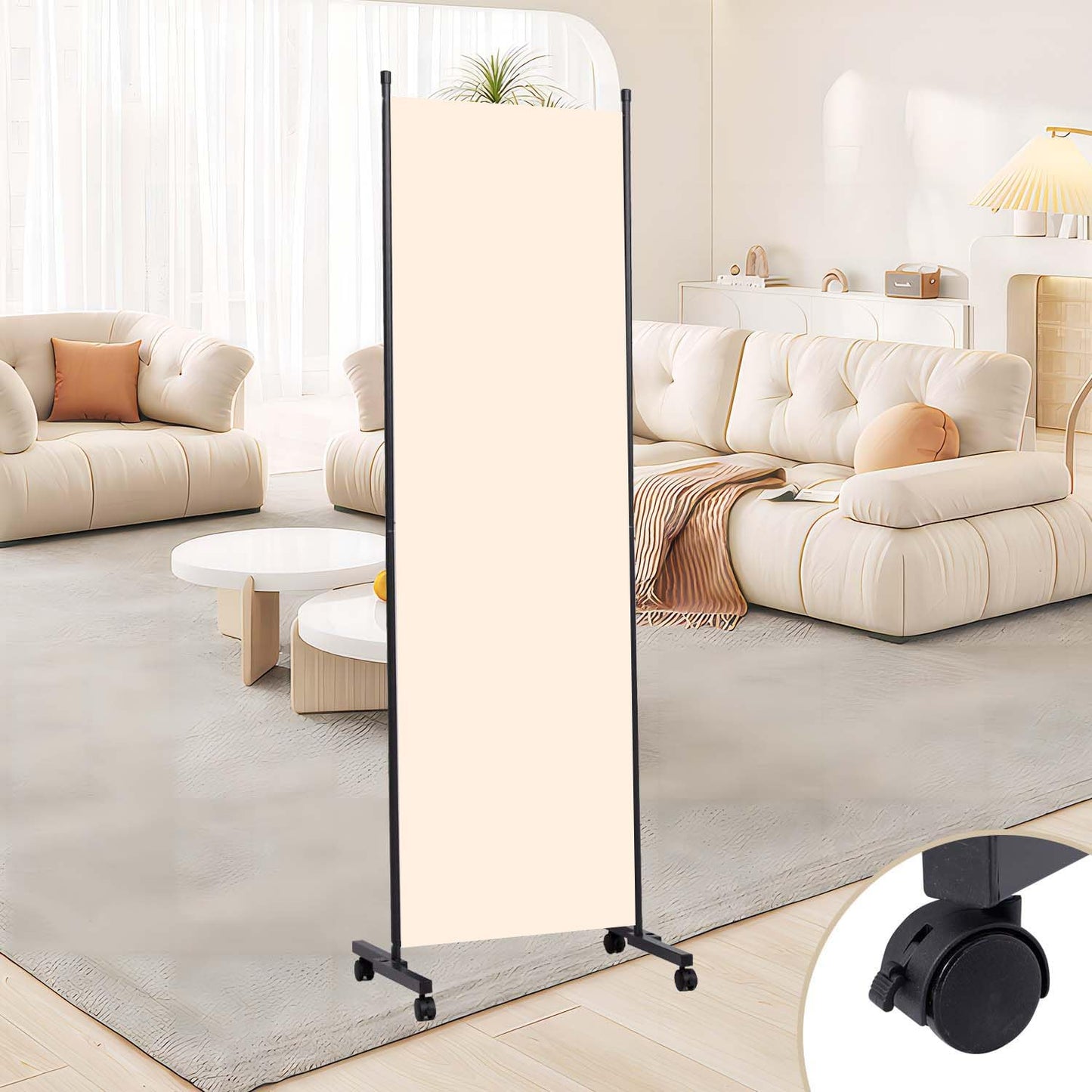 Room Divider 1 Panel Room Dividers/Wheels, Fabric Room Divider Panel for Office Room Partitions and Dividers, Portable Partition Wall Divider for Room Separation, Flexible Privacy Screen Indoor