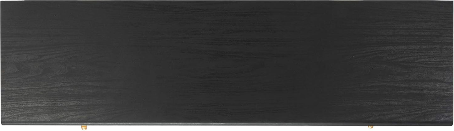 SAFAVIEH Beatrix TV Stand for up to 60" Flatscreen – Black & Oak, 2 Doors with Interior Storage, 1 Open Shelf, Entertainment Media Console (MED9607A)