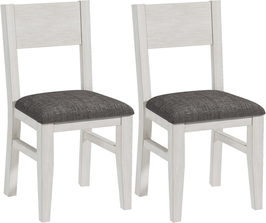 Solid Wood Dining Chairs Set of 2, Farmhouse Kitchen Chairs with Upholstered Cushion, Easy Assembly for Dining Room, Kitchen, Washed Gray