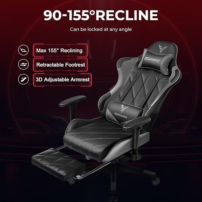 EXRACING Gaming Chair with 3D Adjustable Armrests, Cow Print Design, Ergonomic Office Chair with High Back, Computer Chair with Footrest,Comfy Diamond Stitching Sest, Game Chair for Adults
