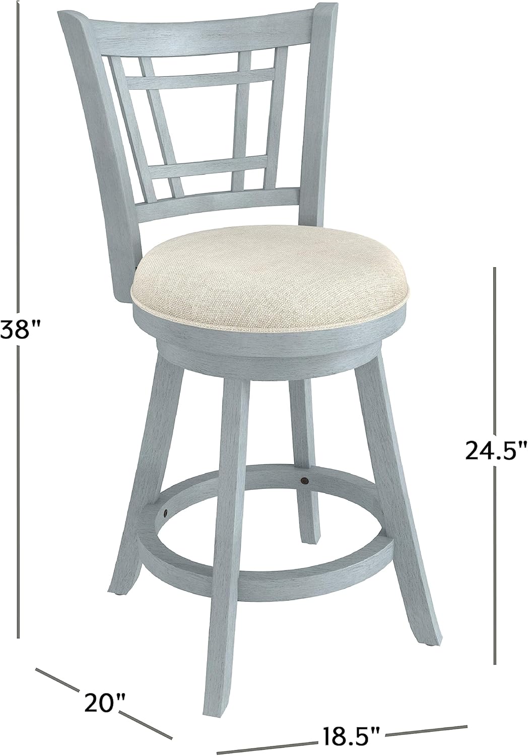 Hillsdale Fairfox 24.5" Wood Swivel Counter Height Stool, Blue Wire Brush