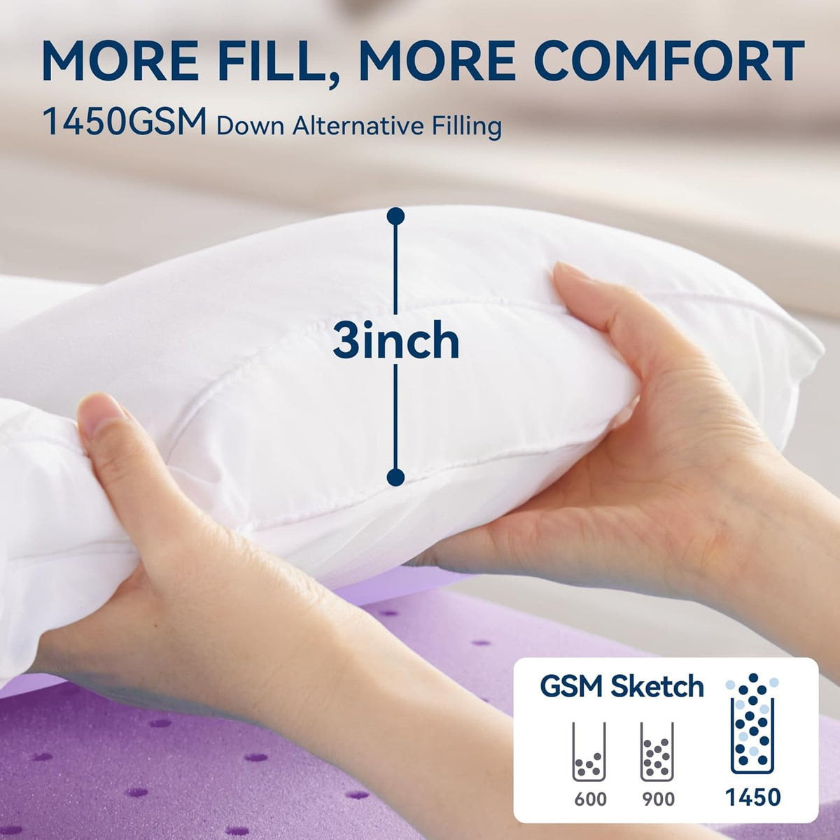 BDEUS Dual Layer 5 Inch Memory Foam Mattress Topper California King Size, 2 Inch Gel Memory Foam Plus 3 Inch 1450 GSM Down Alternative Quilted Pillow Top Mattress Pad Cover,White