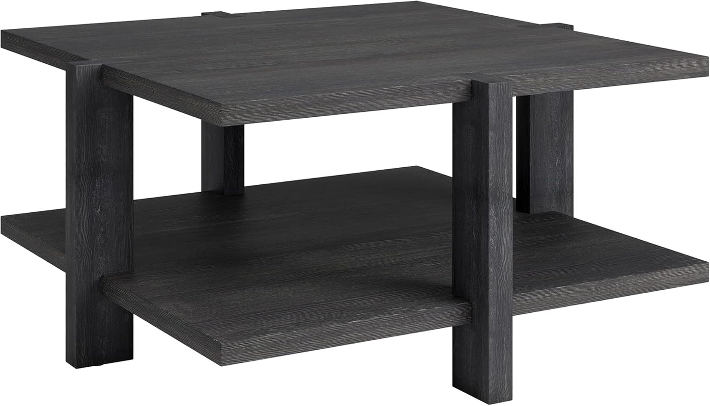 Henn&Hart 35" Wide Square Coffee Table in Charcoal Gray, for Home, Living Room, Bedroom, Entertainment Room, Office