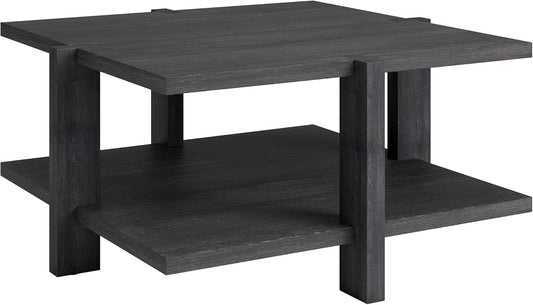 Henn&Hart 35" Wide Square Coffee Table in Charcoal Gray, for Home, Living Room, Bedroom, Entertainment Room, Office