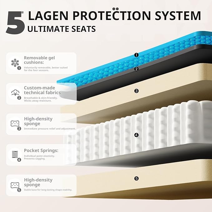 Dowinx Gaming Chair Breathable Fabric Game Chair with Gel Pad and Storage Bag, Comfortable Gamer Chair with Pocket Spring Cushion,Ergonomic Computer Chair with Footrest,Beige