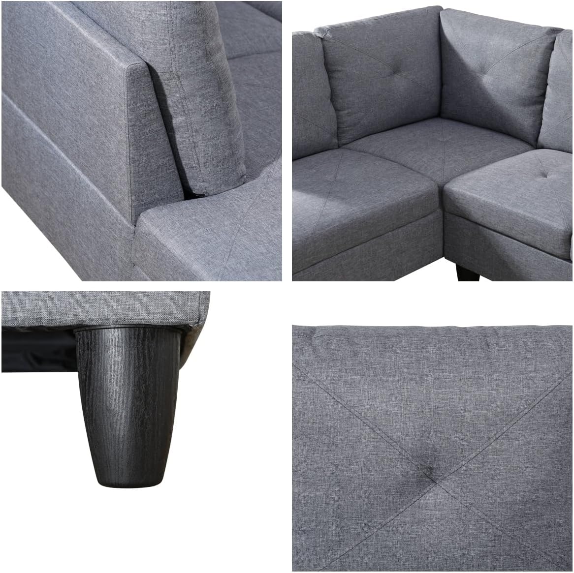 NAYSAYE L Shaped Couch, Modular Sectional Couch with Ottoman Storage, Modern Lounge Sofa Convertible Sectional Couches for Living Room, Apartment, Grey
