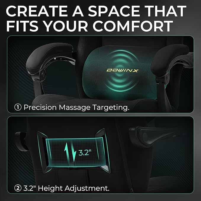 Dowinx Big and Tall Gaming Chair, Suede Fabric Game Chair with Pocket Spring Cushion, High Back Gamer Chair Ergonomic with Footrest for Adults Office, 440LBS, Black