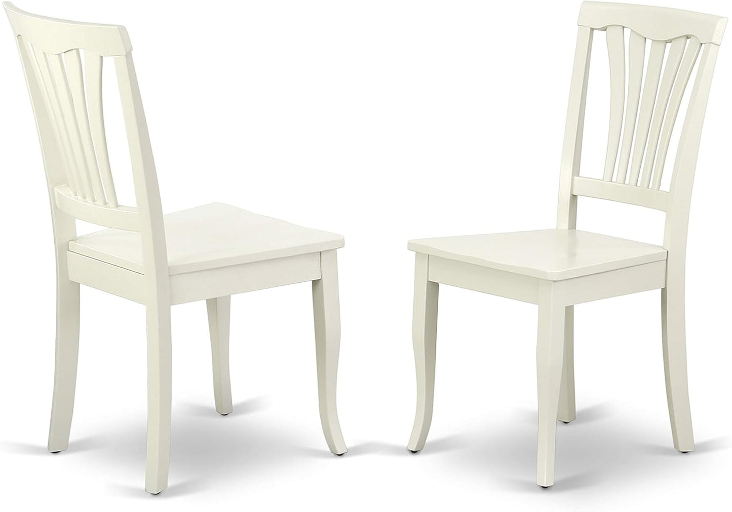 East West Furniture DLAV5-LWH-W 5 Piece Dining Set Includes a Round Dining Room Table with Dropleaf and 4 Wood Seat Chairs, 42x42 Inch, Linen White