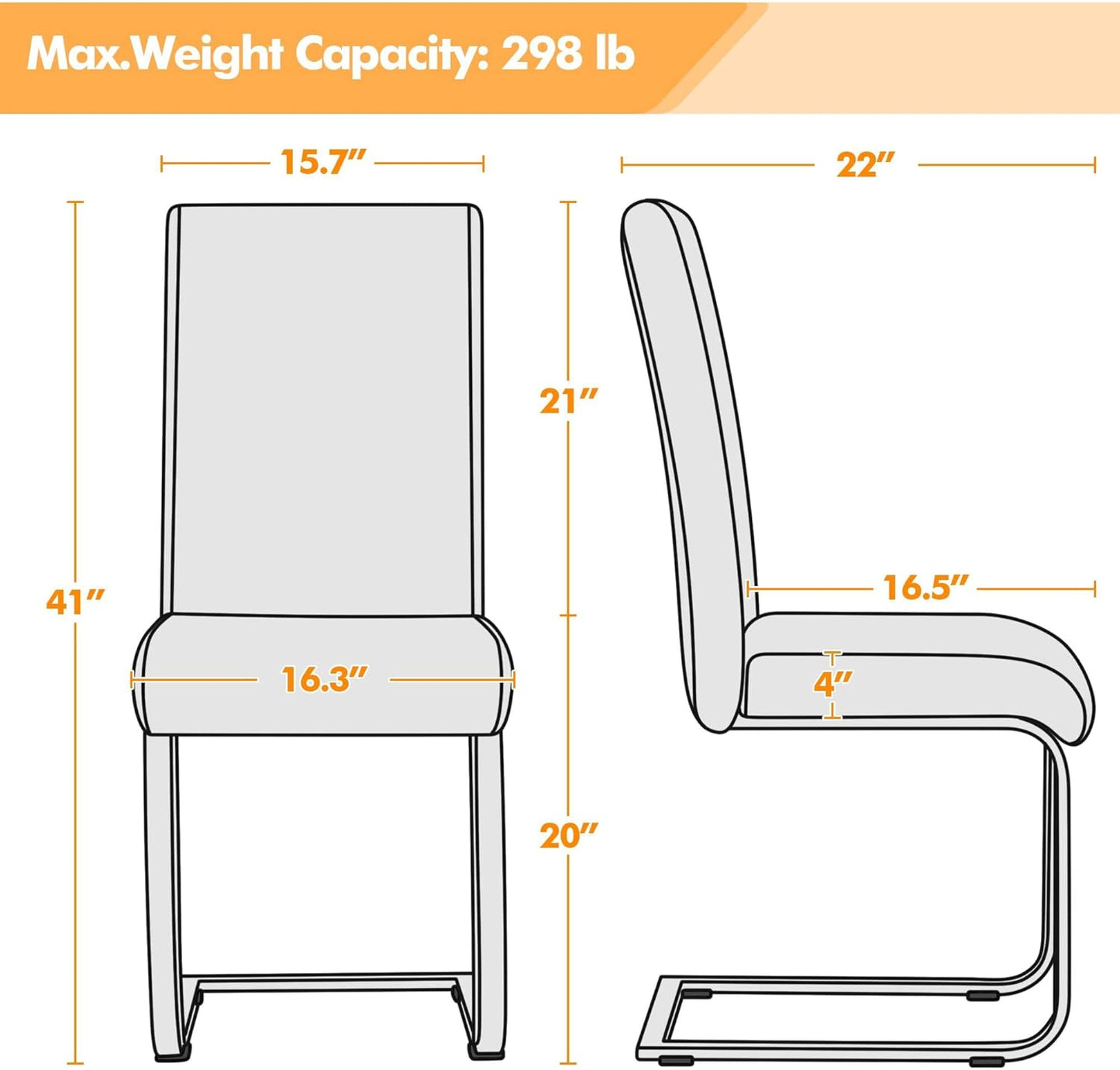 Yaheetech Dining Chairs Set of 6 Modern Faux Leather Upholstered Dining Room Chairs with High Back and Metal Chrome Legs for Kitchen/Living Room/Restaurant, Light Brown