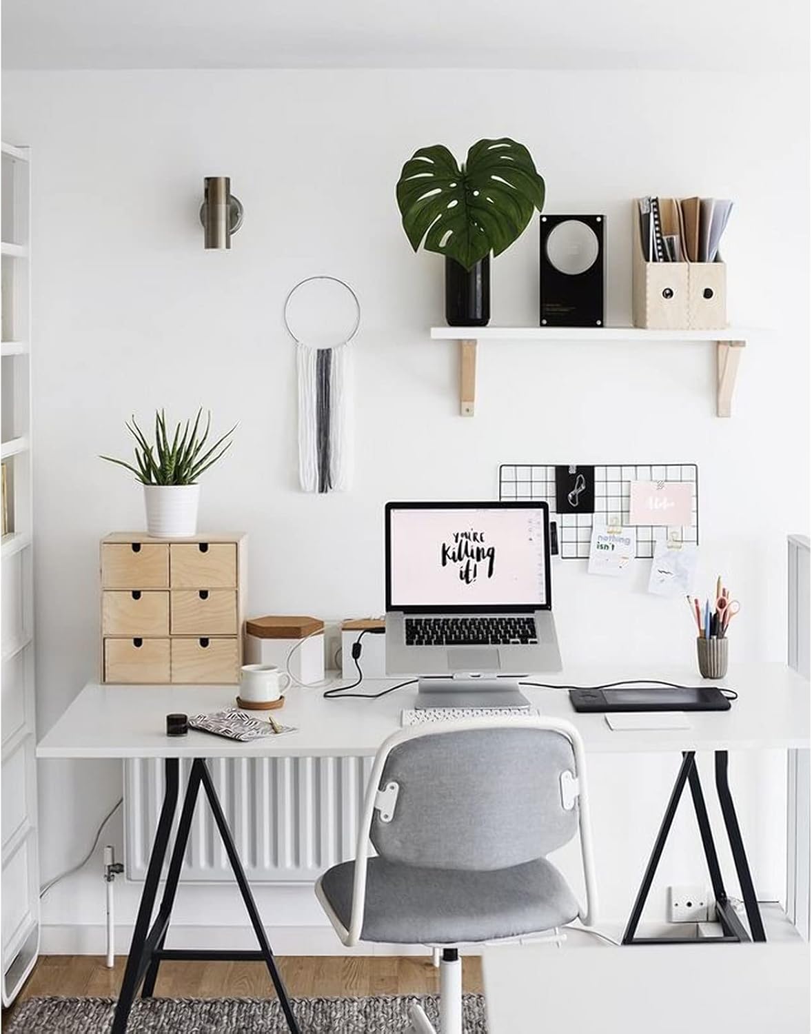 Kaboon 48"x26" Universal Table Top, Solid One-Piece Desktop, Reversible Melamine Countertop, Double Desks, L-Desk DIY, White