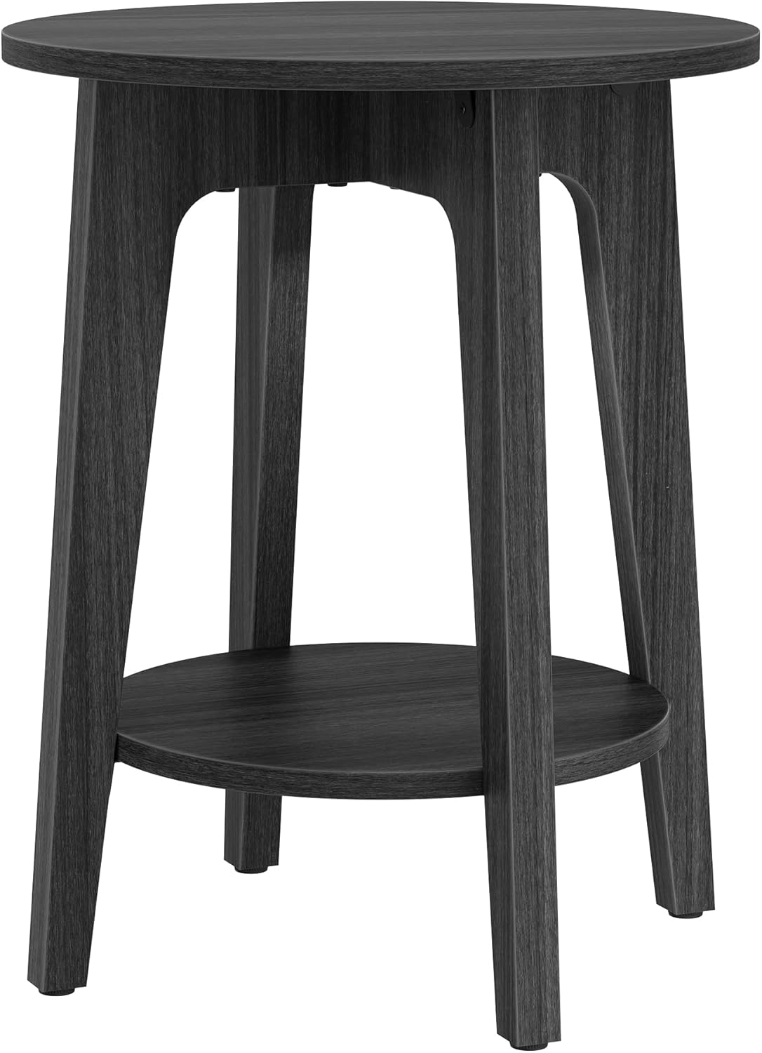 VASAGLE Side Table, Small Round End Table with Lower Shelf, Nightstand for Small Spaces, Living Room, Bedroom, Charcoal Gray ULET283T22