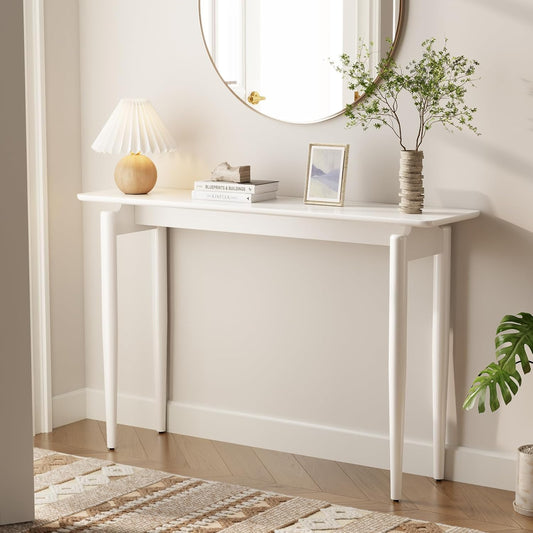 Wood Console Table Walnut Entryway Table, Thin Console Table, Sofa Tables for Living Room (47.2'')