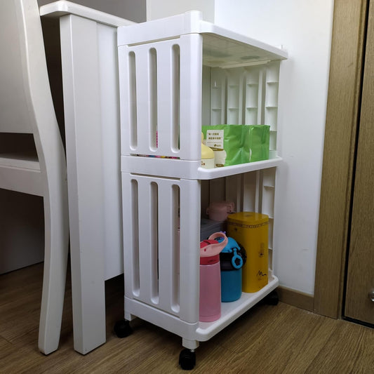 3 Tier Rolling Storage Cart Organizer Shelf on Wheels Movable Organization Rack with Wheels Shelving Unit Trolley for Bathroom Laundry Room Office Utility Cart (Taller Size)