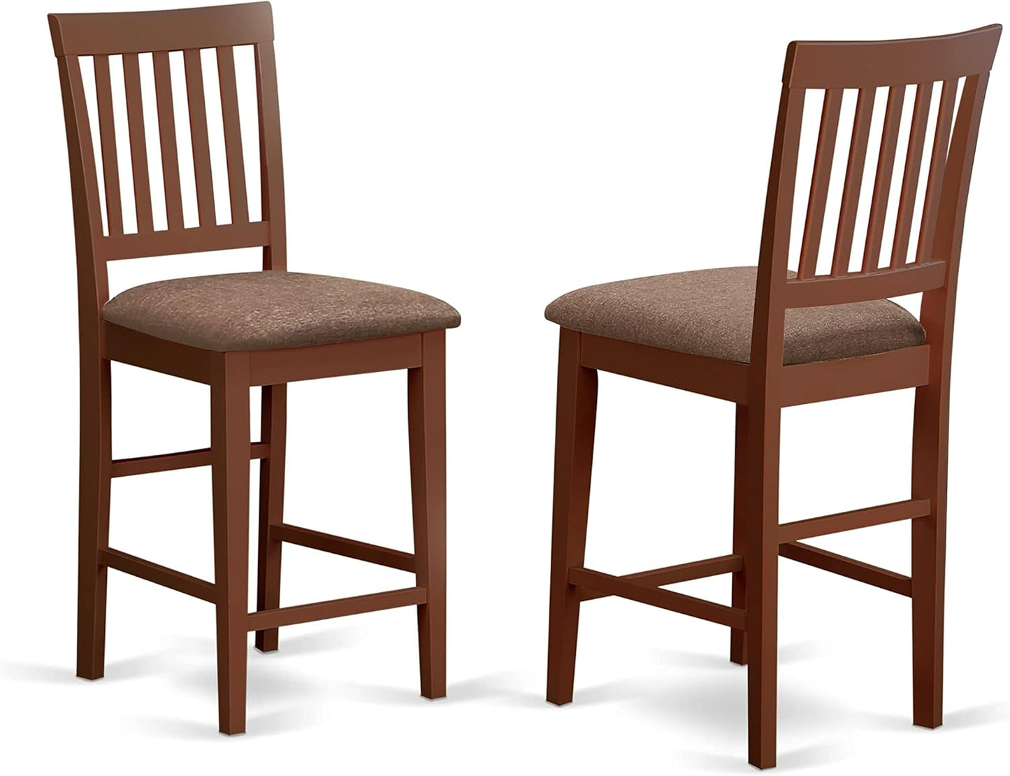 East West Furniture YAVN5-MAH-C 5 Piece Counter Height Pub Set Includes a Rectangle Dining Table and 4 Linen Fabric Kitchen Dining Chairs, 30x48 Inch, Mahogany