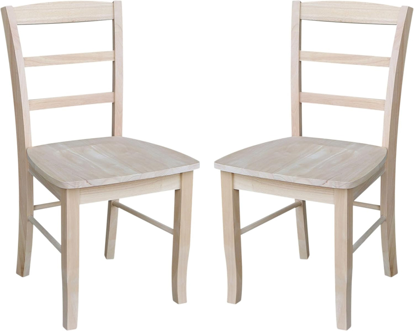 Set of Two Madrid Ladderback Dining Chairs, Unfinished