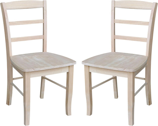 Set of Two Madrid Ladderback Dining Chairs, Unfinished